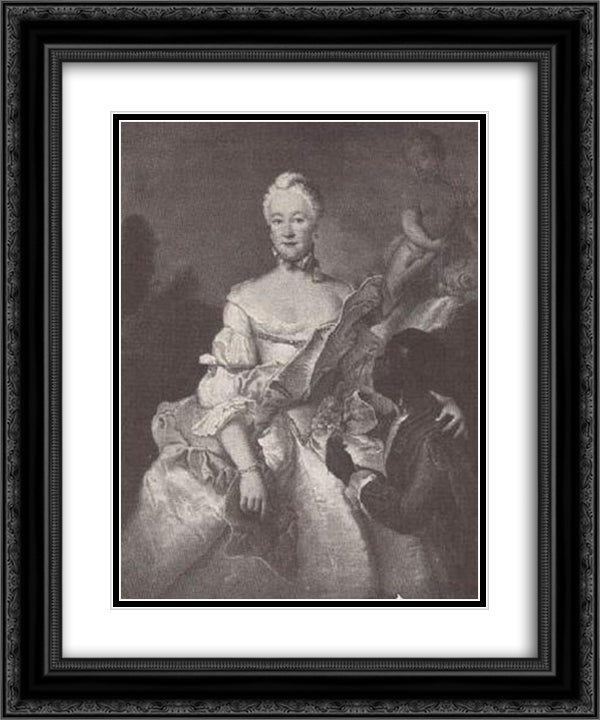 Henriette Karoline von Pfalz Zweibrucken, Landgrave of Hesse Darmstadt, with the Moor 20x24 Black Ornate Wood Framed Art Print Poster with Double Matting by Pesne, Antoine