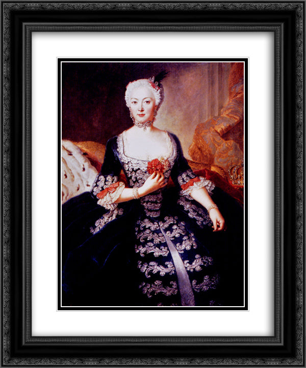 Isabel Cristina de Brunswick-Wolfenbuttel 20x24 Black Ornate Wood Framed Art Print Poster with Double Matting by Pesne, Antoine