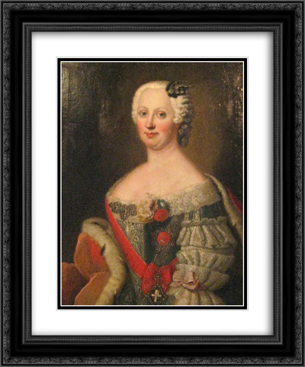 Joanna Elisabeth of Holstein-Gottorp 20x24 Black Ornate Wood Framed Art Print Poster with Double Matting by Pesne, Antoine