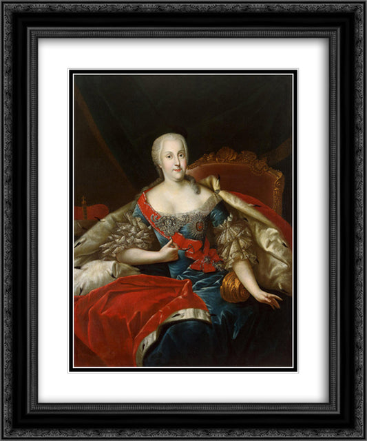 Johanna Holstein Gottorp 20x24 Black Ornate Wood Framed Art Print Poster with Double Matting by Pesne, Antoine