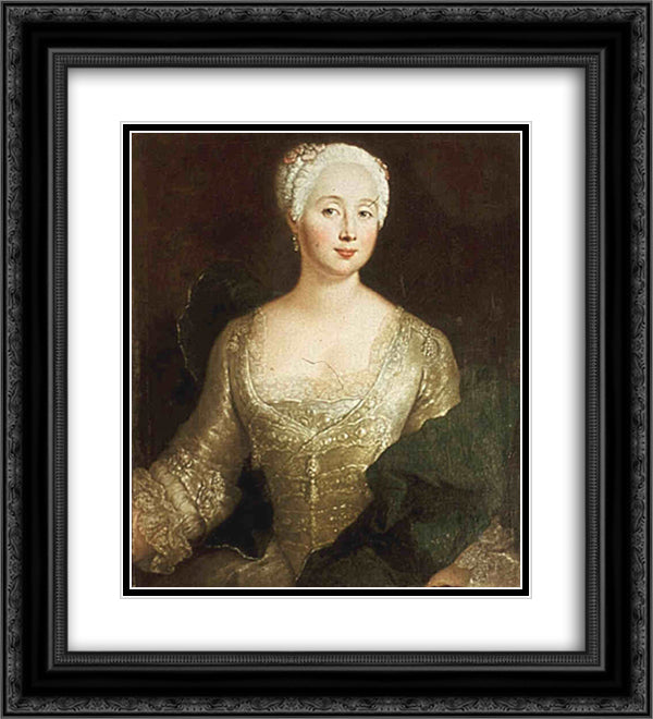 Louise Eleonore von Wreech 20x22 Black Ornate Wood Framed Art Print Poster with Double Matting by Pesne, Antoine