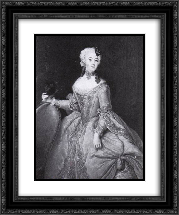 Luise Ulrike von Preussen 20x24 Black Ornate Wood Framed Art Print Poster with Double Matting by Pesne, Antoine