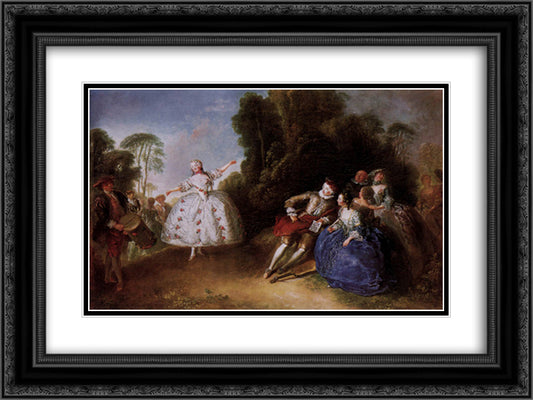 Marianne Cochois 24x18 Black Ornate Wood Framed Art Print Poster with Double Matting by Pesne, Antoine