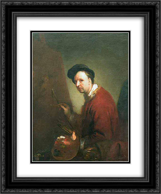 Nicolas Vleughels 20x24 Black Ornate Wood Framed Art Print Poster with Double Matting by Pesne, Antoine