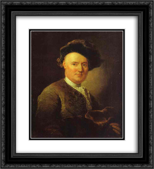 Portrait of a Man 20x22 Black Ornate Wood Framed Art Print Poster with Double Matting by Pesne, Antoine