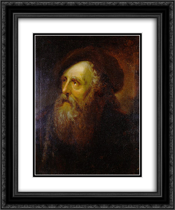 Portrait of an Old Jew 20x24 Black Ornate Wood Framed Art Print Poster with Double Matting by Pesne, Antoine