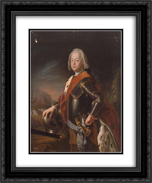 Portrait of Christian August, Prince of Anhalt Zerbst, father of Catherine II of Russia. 20x24 Black Ornate Wood Framed Art Print Poster with Double Matting by Pesne, Antoine