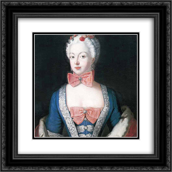 Portrait of Elisabeth Christine von Braunschweig Bevern, Prussian queen 20x20 Black Ornate Wood Framed Art Print Poster with Double Matting by Pesne, Antoine