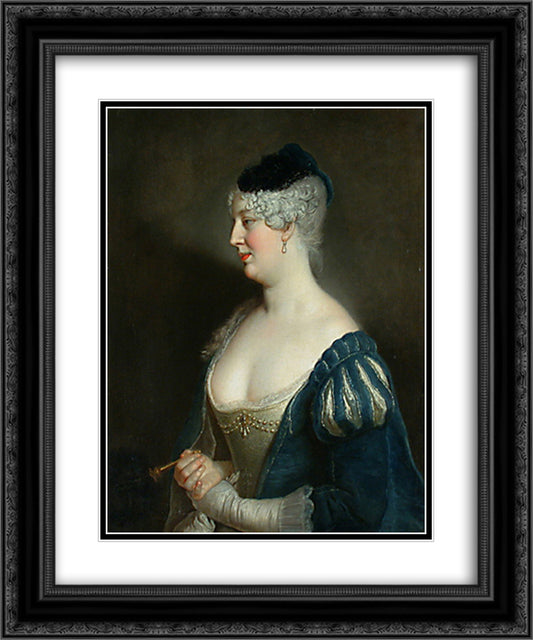 Portrait of Henriette von Zerbsten 20x24 Black Ornate Wood Framed Art Print Poster with Double Matting by Pesne, Antoine