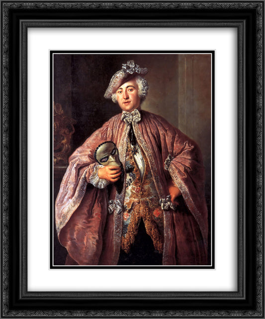 Portrait of Isaak Franz Egmont von Chasot 20x24 Black Ornate Wood Framed Art Print Poster with Double Matting by Pesne, Antoine