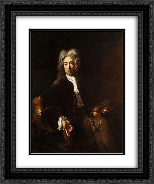 Portrait of Jean Baptiste Gayot Dubuisson 20x24 Black Ornate Wood Framed Art Print Poster with Double Matting by Pesne, Antoine