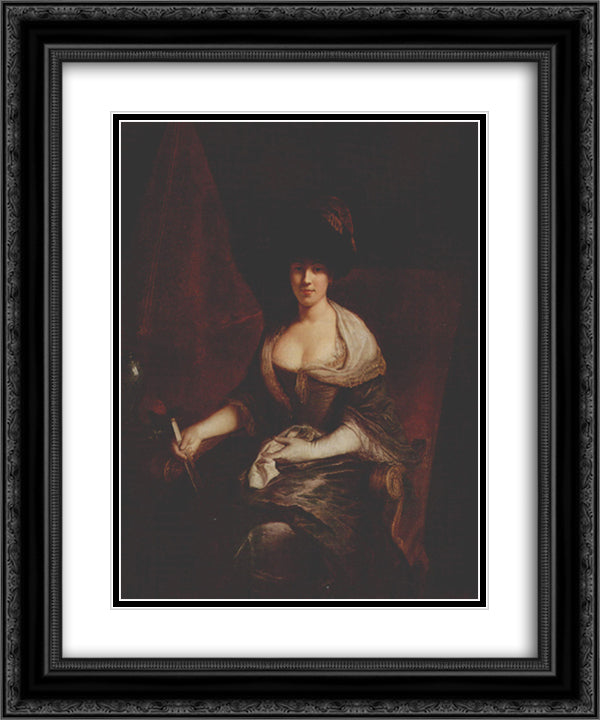 Portrait of Mary Susanne Dinglinger, born Gutermann 20x24 Black Ornate Wood Framed Art Print Poster with Double Matting by Pesne, Antoine