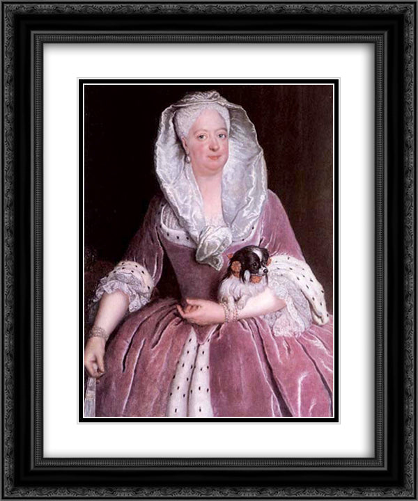 Portrait of Sophie Dorothea von Preussen 20x24 Black Ornate Wood Framed Art Print Poster with Double Matting by Pesne, Antoine