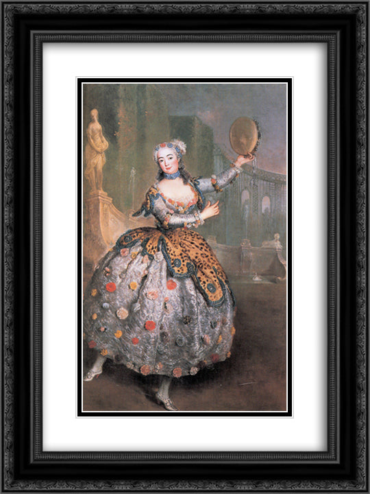 Portrait of the dancer Barbara Campanini aka La Barbarina 18x24 Black Ornate Wood Framed Art Print Poster with Double Matting by Pesne, Antoine