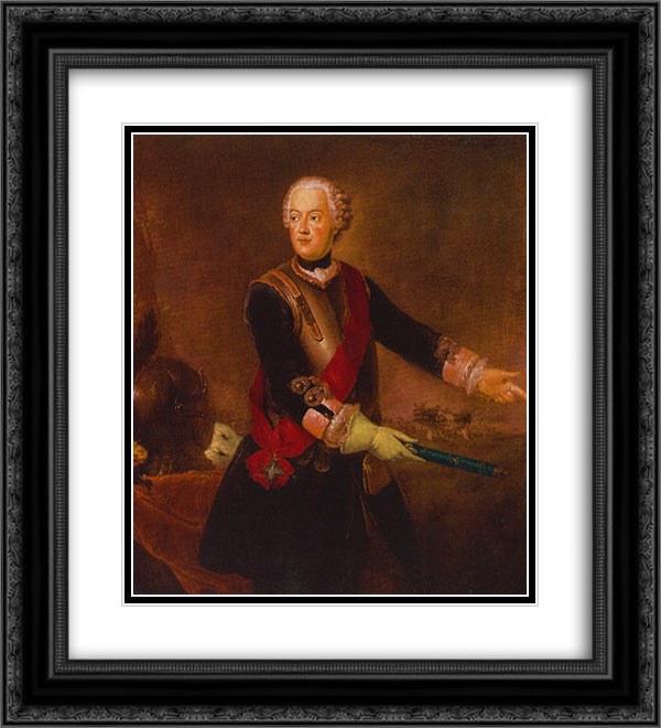 Prince Augustus William of Prussia 20x22 Black Ornate Wood Framed Art Print Poster with Double Matting by Pesne, Antoine