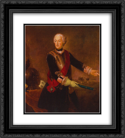 Prince Augustus William of Prussia 20x22 Black Ornate Wood Framed Art Print Poster with Double Matting by Pesne, Antoine