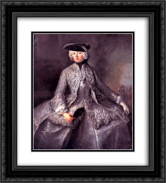 Princess Amalia of Prussia as an Amazon 20x22 Black Ornate Wood Framed Art Print Poster with Double Matting by Pesne, Antoine