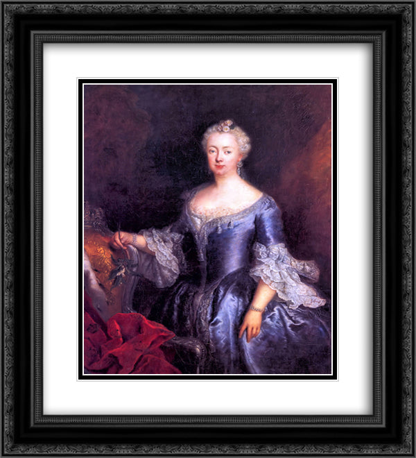 Queen Elisabeth Christine 20x22 Black Ornate Wood Framed Art Print Poster with Double Matting by Pesne, Antoine