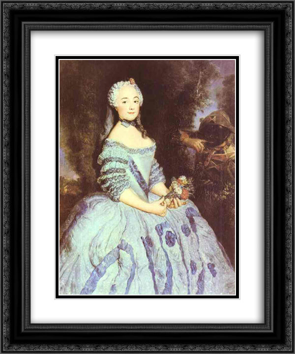 The Actress Babette Cochois 20x24 Black Ornate Wood Framed Art Print Poster with Double Matting by Pesne, Antoine