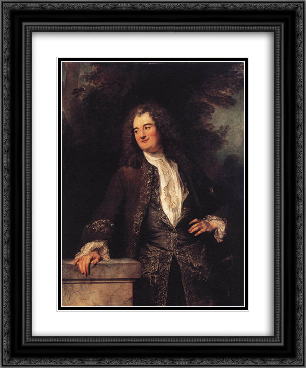 Portrait of a Gentleman 20x24 Black Ornate Wood Framed Art Print Poster with Double Matting by Watteau, Antoine