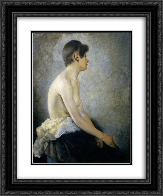 Half Nude 20x24 Black Ornate Wood Framed Art Print Poster with Double Matting by Azbe, Anton