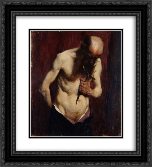 Hermit 20x22 Black Ornate Wood Framed Art Print Poster with Double Matting by Azbe, Anton