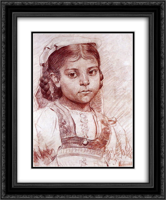 Portrait of a Dalmatian girl 20x24 Black Ornate Wood Framed Art Print Poster with Double Matting by Azbe, Anton