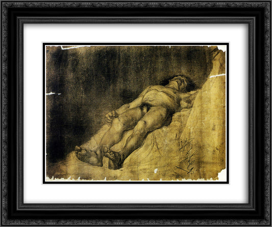 Study of a man 24x20 Black Ornate Wood Framed Art Print Poster with Double Matting by Azbe, Anton