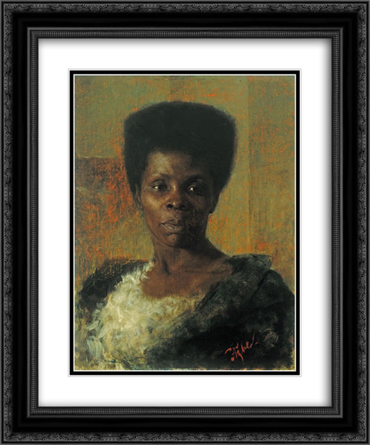 Zamorka (Black Girl) 20x24 Black Ornate Wood Framed Art Print Poster with Double Matting by Azbe, Anton