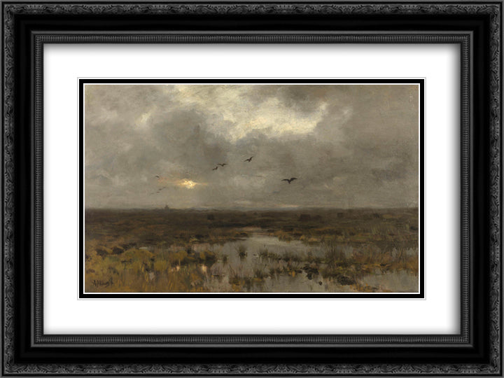 Het moeras 24x18 Black Ornate Wood Framed Art Print Poster with Double Matting by Mauve, Anton