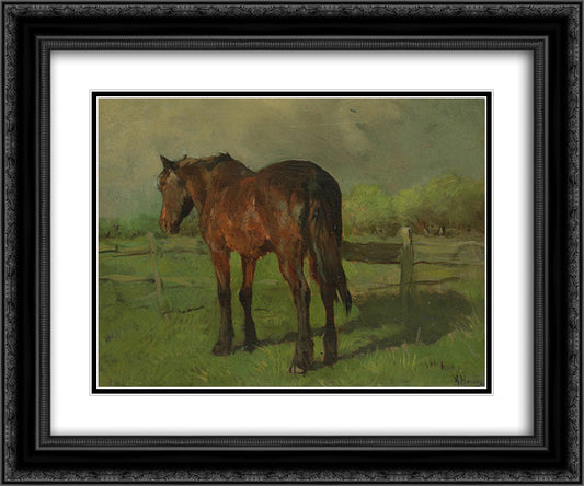 Paard 24x20 Black Ornate Wood Framed Art Print Poster with Double Matting by Mauve, Anton