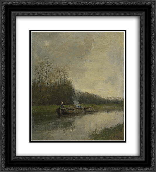 Trekvaart 20x22 Black Ornate Wood Framed Art Print Poster with Double Matting by Mauve, Anton