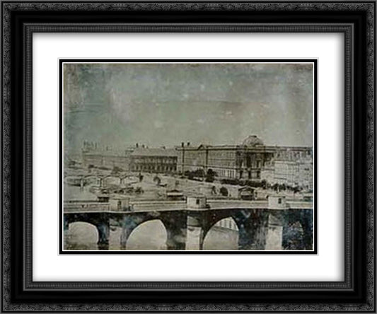 Le Pont Neuf (daguerreotype) 24x20 Black Ornate Wood Framed Art Print Poster with Double Matting by Melbye, Anton