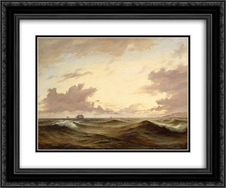 Seascape 24x20 Black Ornate Wood Framed Art Print Poster with Double Matting by Melbye, Anton