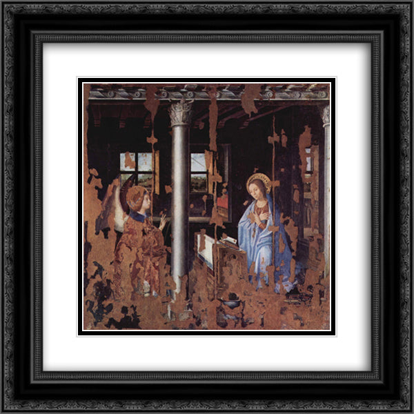 Annunciation 20x20 Black Ornate Wood Framed Art Print Poster with Double Matting by Messina, Antonello da