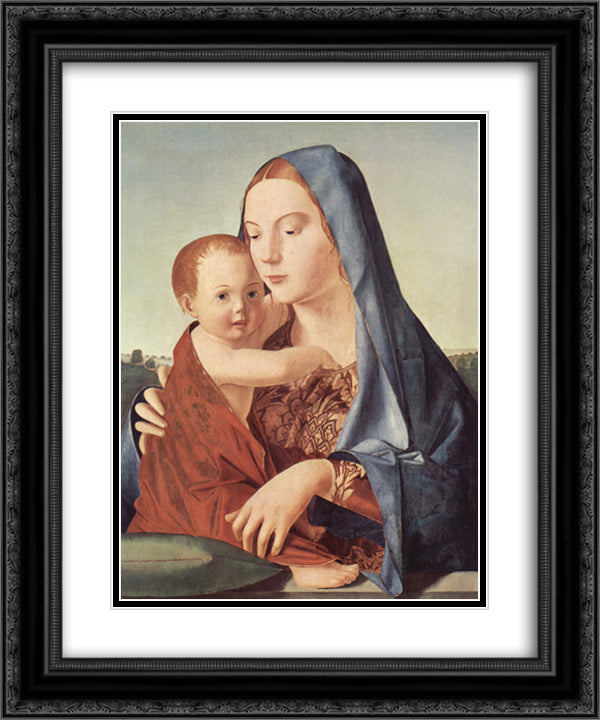 Madonna and Child (Madonna Benson) 20x24 Black Ornate Wood Framed Art Print Poster with Double Matting by Messina, Antonello da
