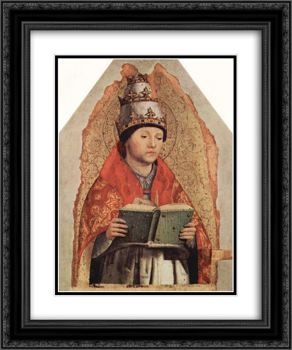St. Gregory 20x24 Black Ornate Wood Framed Art Print Poster with Double Matting by Messina, Antonello da