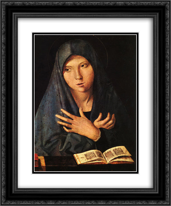 Virgin of the Annunciation 20x24 Black Ornate Wood Framed Art Print Poster with Double Matting by Messina, Antonello da