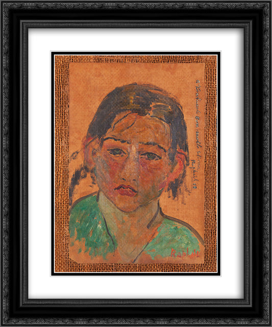 Fanciulla con la bocca rossa 20x24 Black Ornate Wood Framed Art Print Poster with Double Matting by Raphael, Antonietta