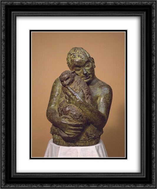 Mafai con il gatto 20x24 Black Ornate Wood Framed Art Print Poster with Double Matting by Raphael, Antonietta