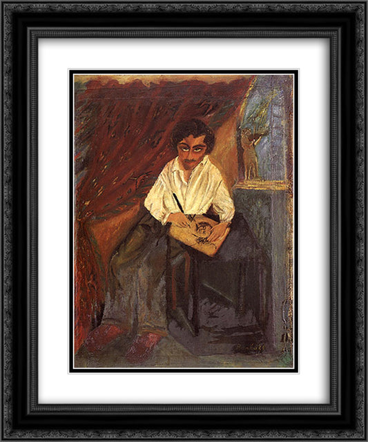 Ritratto di Mafai 20x24 Black Ornate Wood Framed Art Print Poster with Double Matting by Raphael, Antonietta