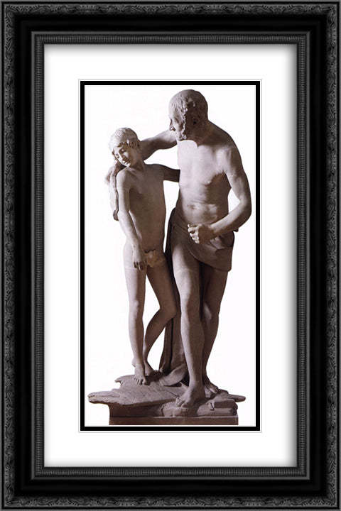 Daedalus and Icarus 16x24 Black Ornate Wood Framed Art Print Poster with Double Matting by Canova, Antonio