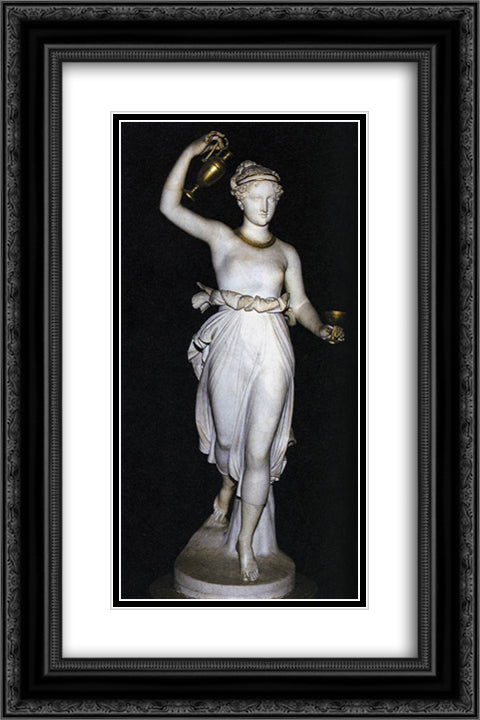 Hebe 16x24 Black Ornate Wood Framed Art Print Poster with Double Matting by Canova, Antonio