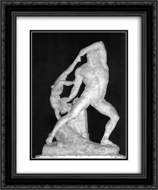 Hercules and Lichas 20x24 Black Ornate Wood Framed Art Print Poster with Double Matting by Canova, Antonio