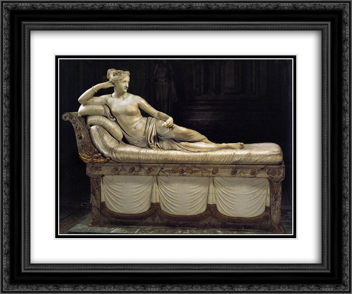 Paolina Borghese as Venus Victrix 24x20 Black Ornate Wood Framed Art Print Poster with Double Matting by Canova, Antonio