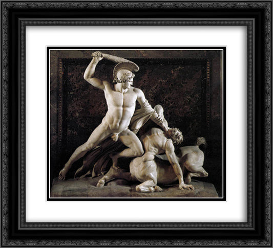 Theseus and the Centaur 22x20 Black Ornate Wood Framed Art Print Poster with Double Matting by Canova, Antonio