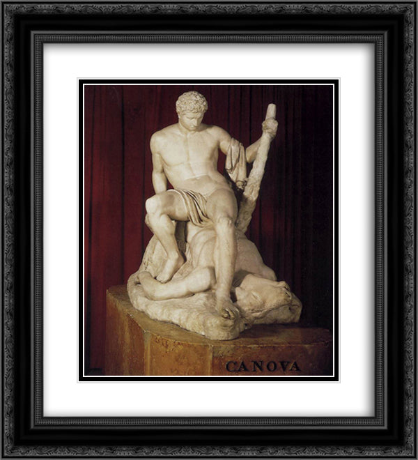 Theseus and the Minotaur 20x22 Black Ornate Wood Framed Art Print Poster with Double Matting by Canova, Antonio