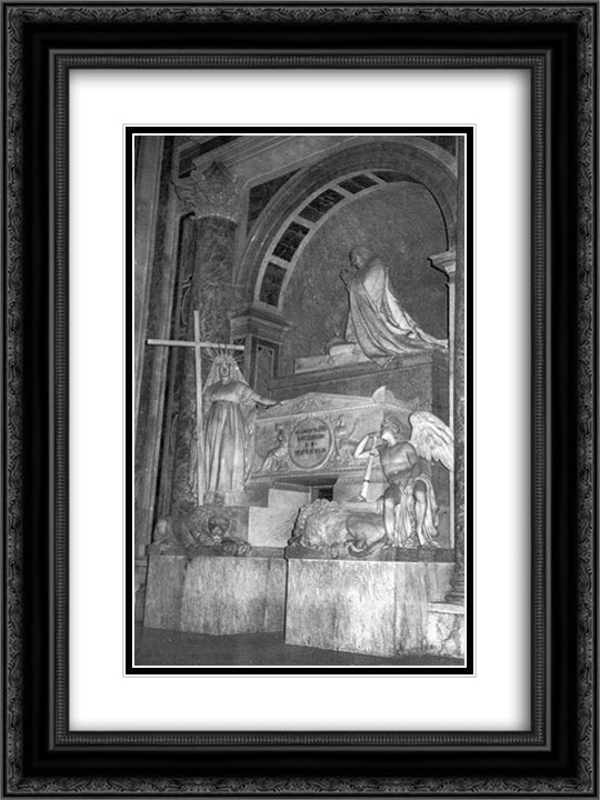 Tomb of Pope Clement XIII 18x24 Black Ornate Wood Framed Art Print Poster with Double Matting by Canova, Antonio