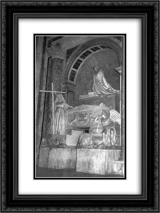 Tomb of Pope Clement XIII 18x24 Black Ornate Wood Framed Art Print Poster with Double Matting by Canova, Antonio