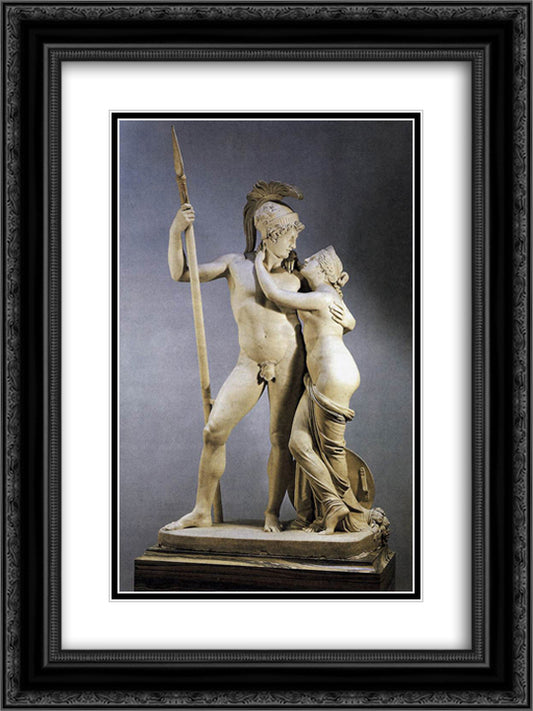 Venus and Mars 18x24 Black Ornate Wood Framed Art Print Poster with Double Matting by Canova, Antonio